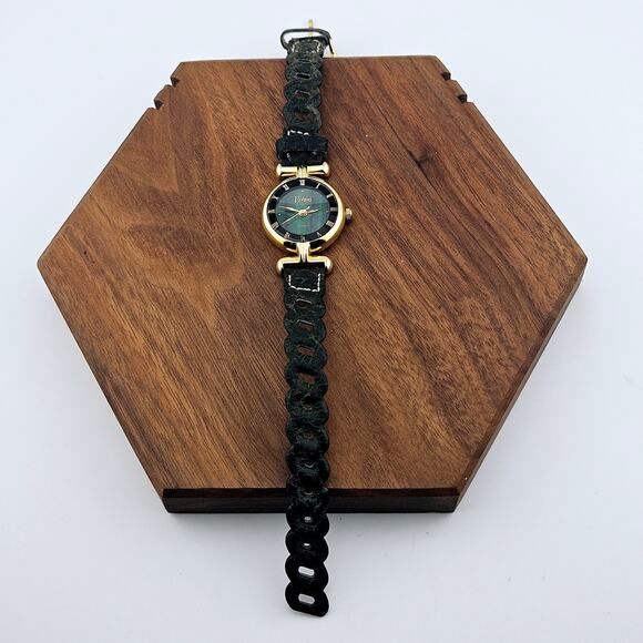 Vivani Women's Gold Tone Bracelet Watch Green Dial Black Braided Band Artsy Bold - Picture 5 of 7